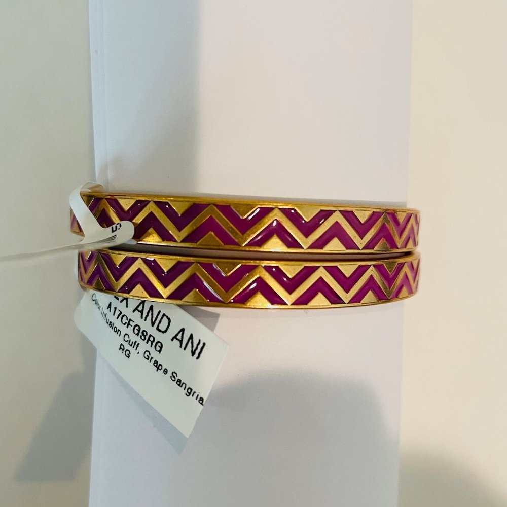 Set of two Alex and Ani, Grape Sangria, Rafaelian Gold CUFF Bracelets